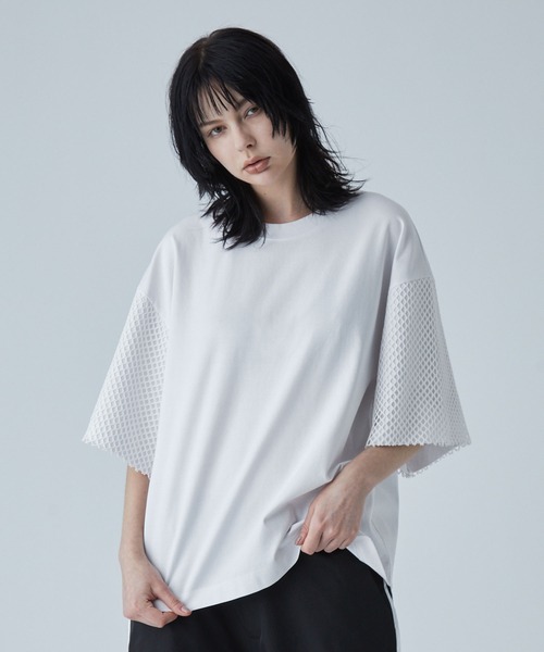 VELNUS(ベルナス)の「【VELNUS】Mesh docking loose punch short sleeve T-shirt/メッシュドッキングルーズポンチ半袖Tシャツ【セットアップ対応】(Tシャツ/カットソー・メンズ・ブラック/ホワイト・L/M/S)」の2枚目の写真