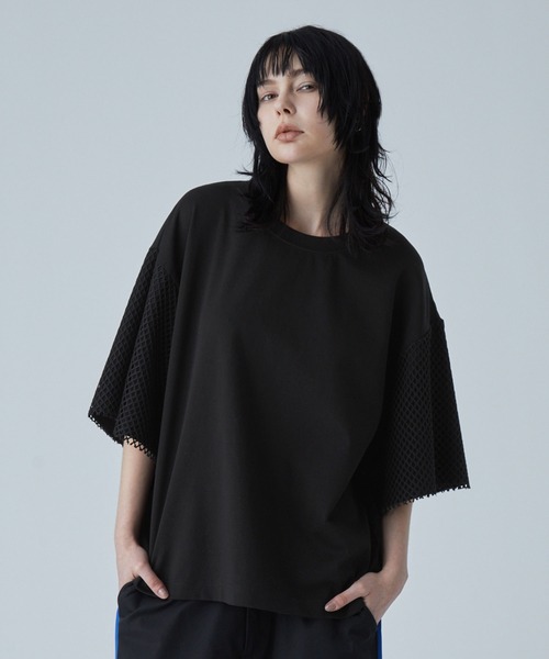 VELNUS(ベルナス)の「【VELNUS】Mesh docking loose punch short sleeve T-shirt/メッシュドッキングルーズポンチ半袖Tシャツ【セットアップ対応】(Tシャツ/カットソー・メンズ・ブラック/ホワイト・L/M/S)」の4枚目の写真