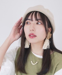 polcadot | フラワー刺繍サーモベレー帽(ハンチング/ベレー帽)