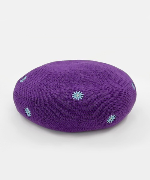 polcadot（ポルカドット）の「フラワー刺繍サーモベレー帽（ハンチング/ベレー帽・レディース・ブラック/グリーン/ベージュ/パープル・FREE）」の4枚目の写真