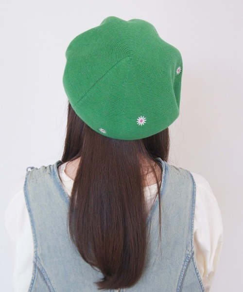 polcadot（ポルカドット）の「フラワー刺繍サーモベレー帽（ハンチング/ベレー帽・レディース・ブラック/グリーン/ベージュ/パープル・FREE）」の7枚目の写真