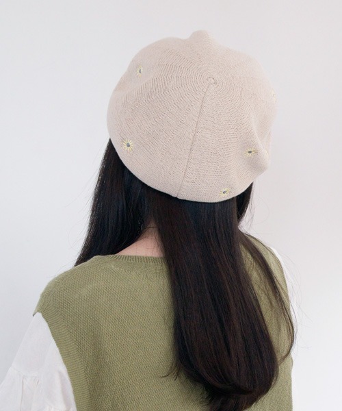 polcadot（ポルカドット）の「フラワー刺繍サーモベレー帽（ハンチング/ベレー帽・レディース・ブラック/グリーン/ベージュ/パープル・FREE）」の10枚目の写真