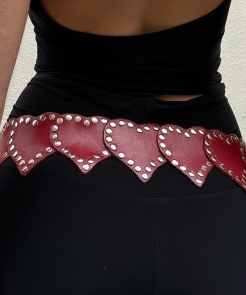 almo(アルモ)の「ハートスタッズワイドベルト(BQ)(ベルト・レディース・レッド・FREE)」の6枚目の写真