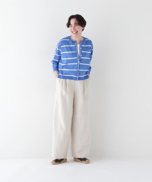 human woman(ヒューマンウーマン)の「◆【WEB・一部店舗限定】リネンタック入りバギーパンツ(その他パンツ・レディース・ホワイト系その他/ピンク・MEDIUM)」の12枚目の写真