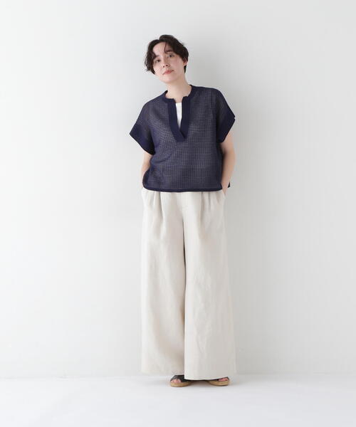 human woman(ヒューマンウーマン)の「◆【WEB・一部店舗限定】リネンタック入りバギーパンツ(その他パンツ・レディース・ホワイト系その他/ピンク・MEDIUM)」の13枚目の写真
