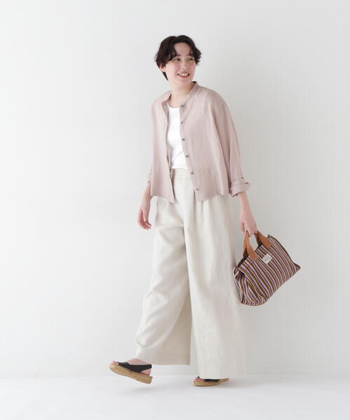 human woman(ヒューマンウーマン)の「◆【WEB・一部店舗限定】リネンタック入りバギーパンツ(その他パンツ・レディース・ホワイト系その他/ピンク・MEDIUM)」の14枚目の写真