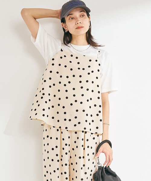 green label relaxing（グリーンレーベルリラクシング）の「【WEB限定】＜at ease＞ドット キャミソール（キャミソール・レディース・オフホワイト/ブラック・FREE）」の3枚目の写真