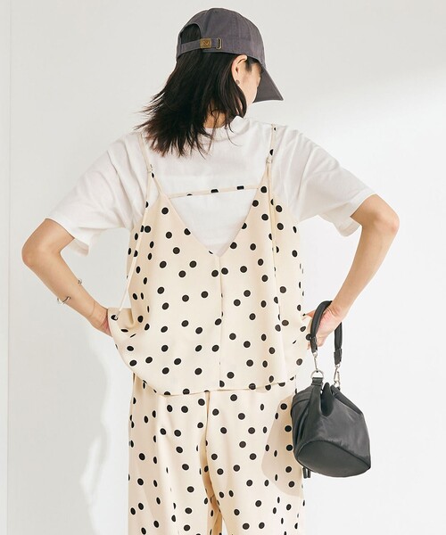 green label relaxing（グリーンレーベルリラクシング）の「【WEB限定】＜at ease＞ドット キャミソール（キャミソール・レディース・オフホワイト/ブラック・FREE）」の4枚目の写真