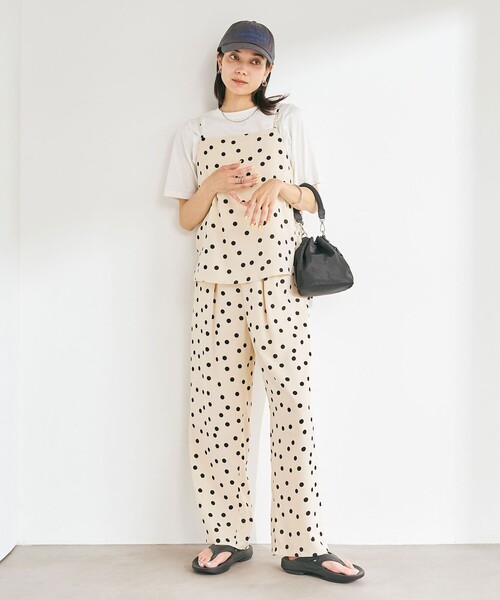 green label relaxing（グリーンレーベルリラクシング）の「【WEB限定】＜at ease＞ドット キャミソール（キャミソール・レディース・オフホワイト/ブラック・FREE）」の6枚目の写真