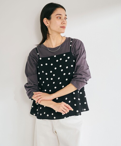 green label relaxing（グリーンレーベルリラクシング）の「【WEB限定】＜at ease＞ドット キャミソール（キャミソール・レディース・オフホワイト/ブラック・FREE）」の11枚目の写真
