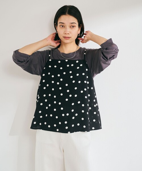green label relaxing（グリーンレーベルリラクシング）の「【WEB限定】＜at ease＞ドット キャミソール（キャミソール・レディース・オフホワイト/ブラック・FREE）」の12枚目の写真