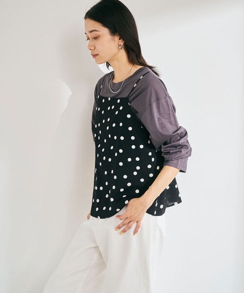green label relaxing（グリーンレーベルリラクシング）の「【WEB限定】＜at ease＞ドット キャミソール（キャミソール・レディース・オフホワイト/ブラック・FREE）」の13枚目の写真
