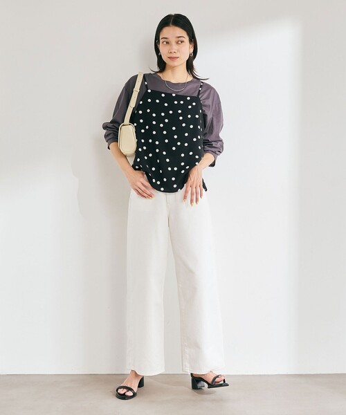 green label relaxing（グリーンレーベルリラクシング）の「【WEB限定】＜at ease＞ドット キャミソール（キャミソール・レディース・オフホワイト/ブラック・FREE）」の15枚目の写真