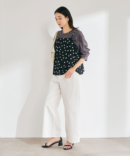 green label relaxing（グリーンレーベルリラクシング）の「【WEB限定】＜at ease＞ドット キャミソール（キャミソール・レディース・オフホワイト/ブラック・FREE）」の16枚目の写真