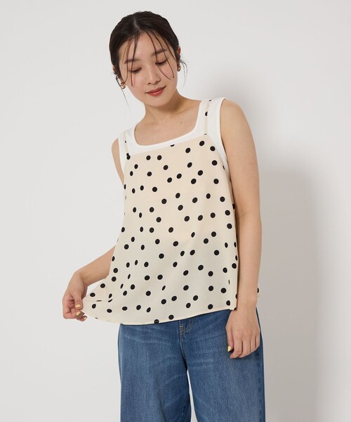 green label relaxing（グリーンレーベルリラクシング）の「【WEB限定】＜at ease＞ドット キャミソール（キャミソール・レディース・オフホワイト/ブラック・FREE）」の21枚目の写真