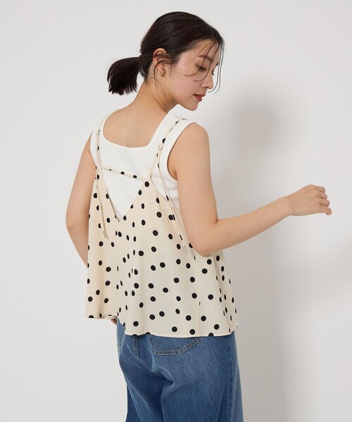 green label relaxing（グリーンレーベルリラクシング）の「【WEB限定】＜at ease＞ドット キャミソール（キャミソール・レディース・オフホワイト/ブラック・FREE）」の22枚目の写真