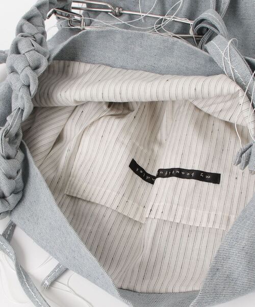my beautiful landlet（マイビューティフルランドレット）の「【my beautiful landlet】 0th STITCH DENIM BRAID SHOULDER BAG（M）（ショルダーバッグ・メンズ・ライトベージュ/ライトブルー・FREE）」の7枚目の写真