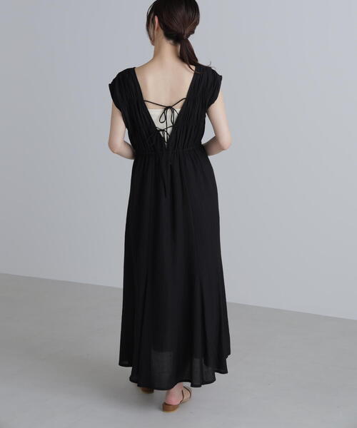 FREE'S MART（フリーズマート）の「◆シャーリングマキシワンピース（ワンピース・レディース・ブルー/ブラック/ホワイト・SMALL/MEDIUM）」の5枚目の写真