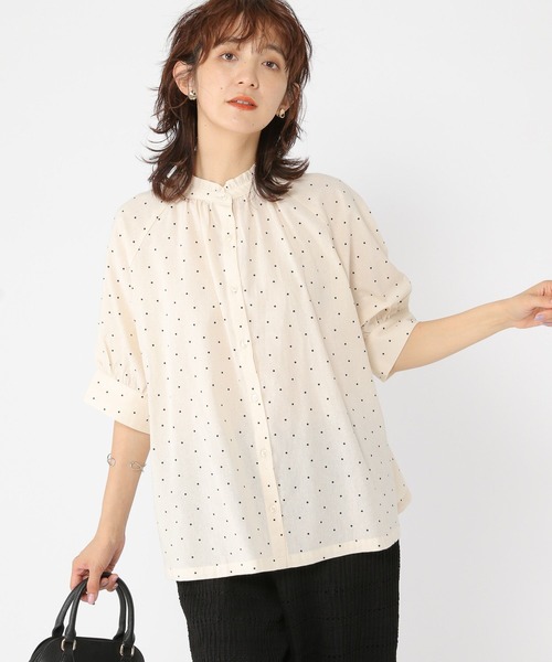 Gauze# / ガーゼ リネンドロップショルダー 五分袖ブラウス ブランド古着】Gauze# / ガーゼ リネンドロップショルダー 五分