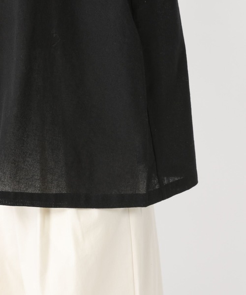 セール】シングルガーゼ襟フリル5分袖ブラウス（シャツ/ブラウス