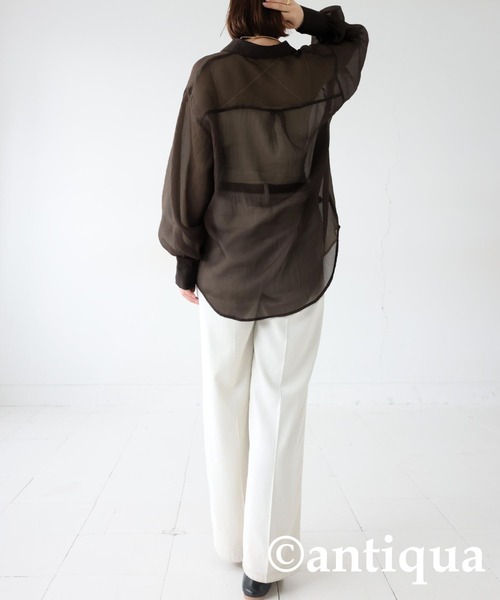 antiqua（アンティカ）の「ワッシャーシアーシャツ（シャツ/ブラウス・レディース・ブラック/その他・ONESIZE）」の11枚目の写真
