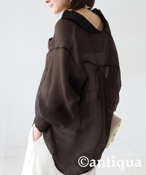 antiqua（アンティカ）の「ワッシャーシアーシャツ（シャツ/ブラウス・レディース・ブラック/その他・ONESIZE）」の12枚目の写真