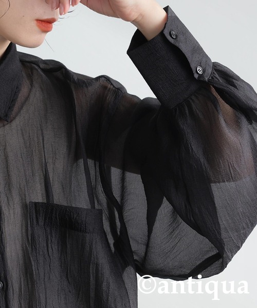 antiqua（アンティカ）の「ワッシャーシアーシャツ（シャツ/ブラウス・レディース・ブラック/その他・ONESIZE）」の5枚目の写真