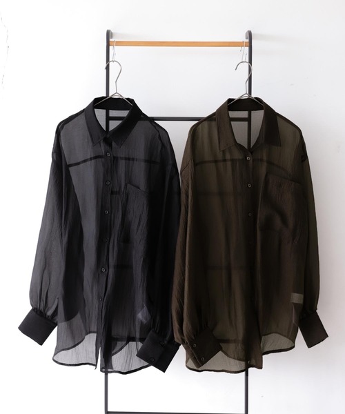 antiqua（アンティカ）の「ワッシャーシアーシャツ（シャツ/ブラウス・レディース・ブラック/その他・ONESIZE）」の13枚目の写真