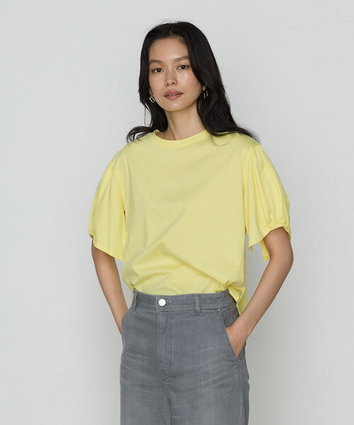 K.T KIYOKO TAKASE(キヨコタカセ)の「アルビ二天竺パフスリーブ Tシャツ(Tシャツ/カットソー・レディース・ホワイト/チャコール/レモンイエロー/ブラック・9号/7号)」の15枚目の写真