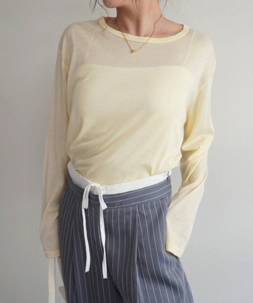 Rashik（ラシク）の「サイドスリットシアートップス（Tシャツ/カットソー・レディース・ホワイト/ピンク/ミント/オリーブ/ブラック/ライトイエロー/ブルー/グレー・FREE）」の12枚目の写真