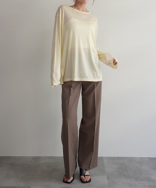 Rashik（ラシク）の「サイドスリットシアートップス（Tシャツ/カットソー・レディース・ホワイト/ピンク/ミント/オリーブ/ブラック/ライトイエロー/ブルー/グレー・FREE）」の13枚目の写真