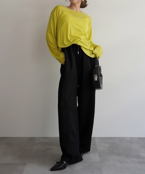 Rashik（ラシク）の「サイドスリットシアートップス（Tシャツ/カットソー・レディース・ホワイト/ピンク/ミント/オリーブ/ブラック/ライトイエロー/ブルー/グレー・FREE）」の16枚目の写真