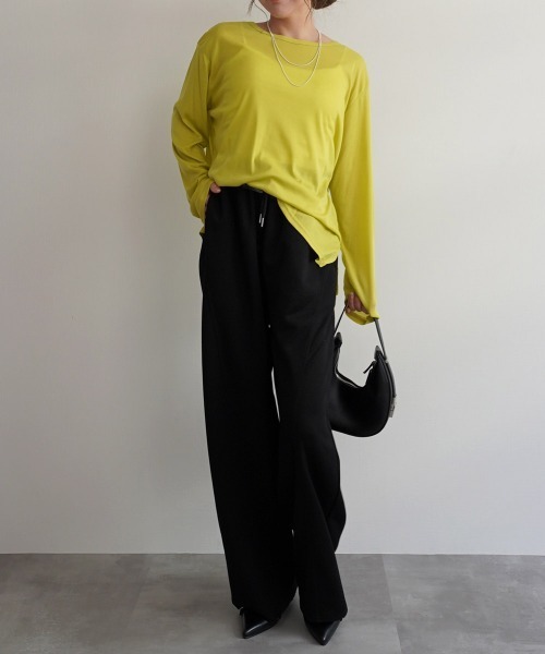 Rashik（ラシク）の「サイドスリットシアートップス（Tシャツ/カットソー・レディース・ホワイト/ピンク/ミント/オリーブ/ブラック/ライトイエロー/ブルー/グレー・FREE）」の17枚目の写真