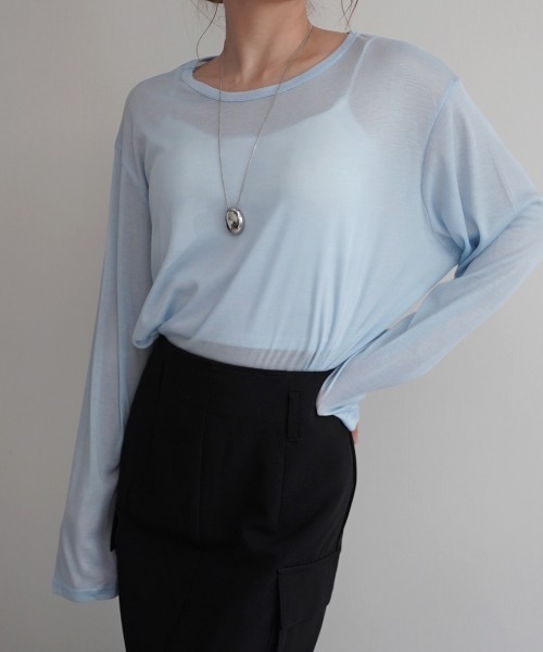 Rashik（ラシク）の「サイドスリットシアートップス（Tシャツ/カットソー・レディース・ホワイト/ピンク/ミント/オリーブ/ブラック/ライトイエロー/ブルー/グレー・FREE）」の21枚目の写真