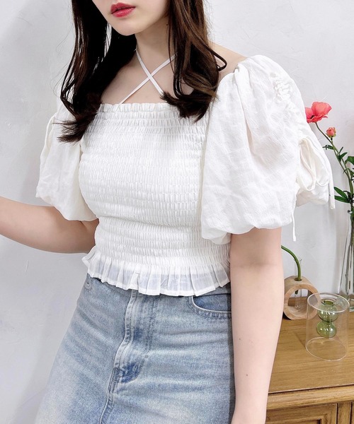 INGNI（イング）の「シャーリングオフショルブラウス（シャツ/ブラウス・レディース・オフホワイト/ブラウン系その他2/ネイビー系2/ブラック/ブラック系/ピンク・M）」の10枚目の写真