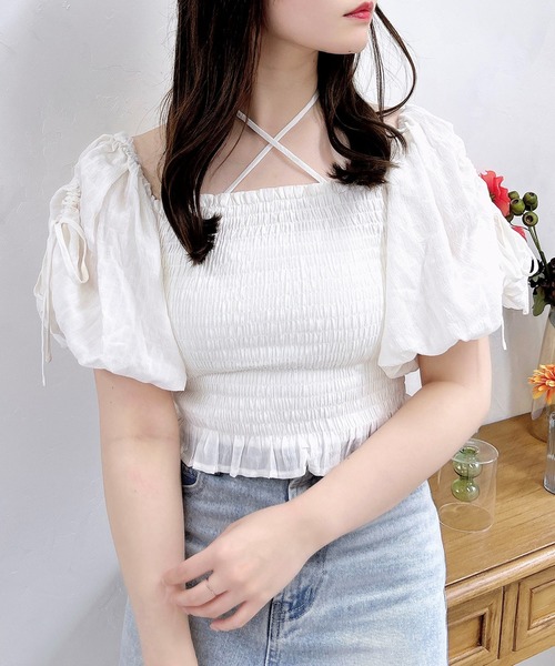 INGNI（イング）の「シャーリングオフショルブラウス（シャツ/ブラウス・レディース・オフホワイト/ブラウン系その他2/ネイビー系2/ブラック/ブラック系/ピンク・M）」の11枚目の写真