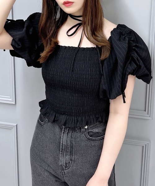 INGNI（イング）の「シャーリングオフショルブラウス（シャツ/ブラウス・レディース・オフホワイト/ブラウン系その他2/ネイビー系2/ブラック/ブラック系/ピンク・M）」の15枚目の写真