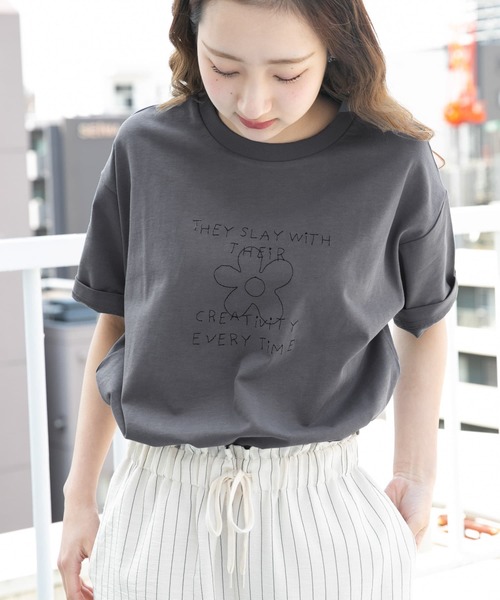 セール】レタード刺繍Tシャツ creativity（Tシャツ/カットソー