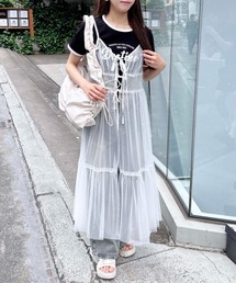 INGNI（イング）の「チュールシャーリングキャミワンピース（ワンピース）」