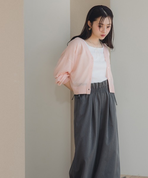 Petitjo(プッチージョ)の「小さいサイズ ショート丈ニットカーディガン 低身長さん・小柄女性(カーディガン/ボレロ・レディース・カーキブラウン/ライトピンク・PS/PM)」の10枚目の写真