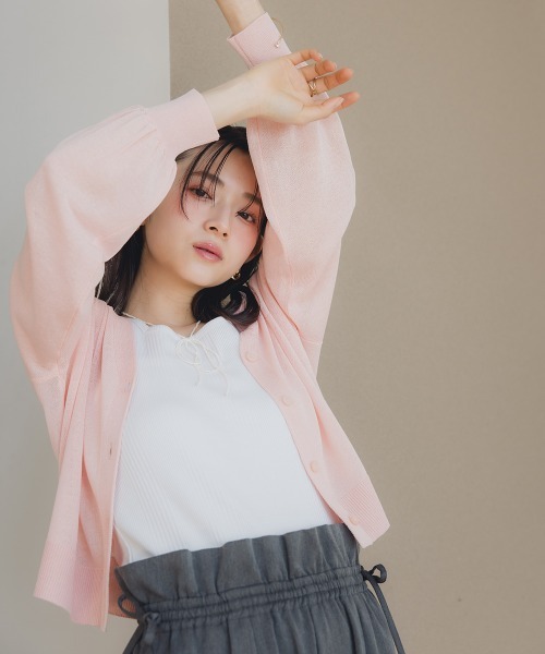 Petitjo(プッチージョ)の「小さいサイズ ショート丈ニットカーディガン 低身長さん・小柄女性(カーディガン/ボレロ・レディース・カーキブラウン/ライトピンク・PS/PM)」の4枚目の写真