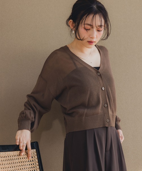 Petitjo(プッチージョ)の「小さいサイズ ショート丈ニットカーディガン 低身長さん・小柄女性(カーディガン/ボレロ・レディース・カーキブラウン/ライトピンク・PS/PM)」の18枚目の写真