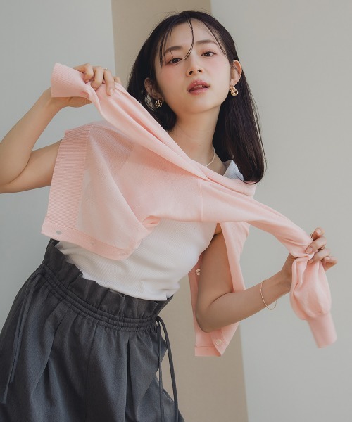 Petitjo(プッチージョ)の「小さいサイズ ショート丈ニットカーディガン 低身長さん・小柄女性(カーディガン/ボレロ・レディース・カーキブラウン/ライトピンク・PS/PM)」の6枚目の写真