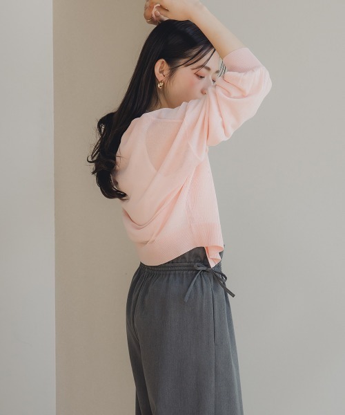 Petitjo(プッチージョ)の「小さいサイズ ショート丈ニットカーディガン 低身長さん・小柄女性(カーディガン/ボレロ・レディース・カーキブラウン/ライトピンク・PS/PM)」の9枚目の写真