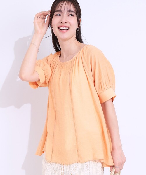 DRESKIP(ドレスキップ)の「【S-LL/2点セット】インせず着られる はしごレース5分袖ブラウス(シャツ/ブラウス・レディース・ブラック/ライトベージュ/ライトオレンジ系/ライトブルー・01/02/03)」の4枚目の写真