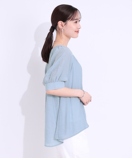 DRESKIP(ドレスキップ)の「【S-LL/2点セット】インせず着られる はしごレース5分袖ブラウス(シャツ/ブラウス・レディース・ブラック/ライトベージュ/ライトオレンジ系/ライトブルー・01/02/03)」の6枚目の写真