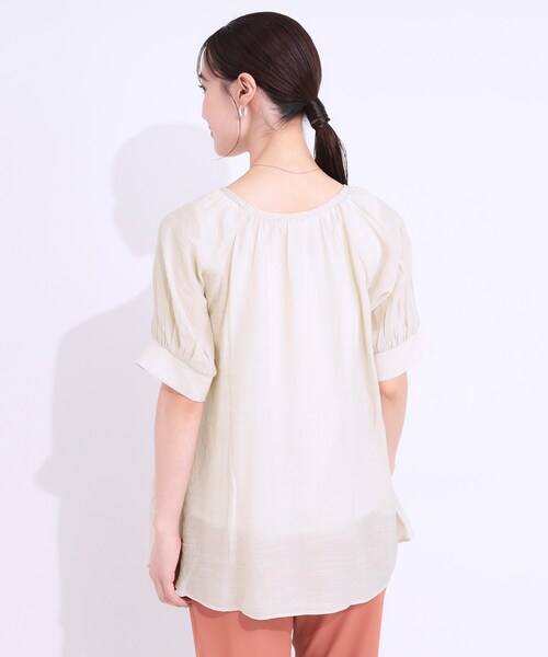 DRESKIP(ドレスキップ)の「【S-LL/2点セット】インせず着られる はしごレース5分袖ブラウス(シャツ/ブラウス・レディース・ブラック/ライトベージュ/ライトオレンジ系/ライトブルー・01/02/03)」の14枚目の写真