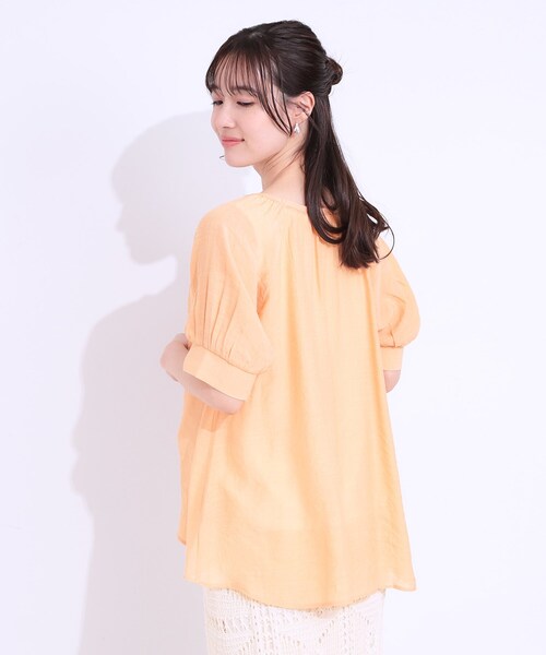DRESKIP(ドレスキップ)の「【S-LL/2点セット】インせず着られる はしごレース5分袖ブラウス(シャツ/ブラウス・レディース・ブラック/ライトベージュ/ライトオレンジ系/ライトブルー・01/02/03)」の18枚目の写真