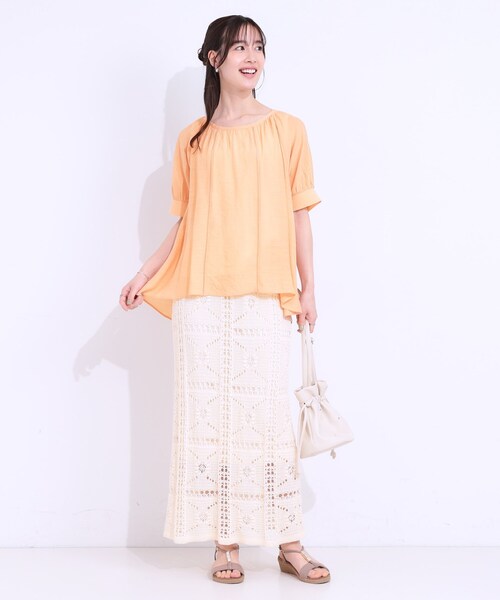 DRESKIP(ドレスキップ)の「【S-LL/2点セット】インせず着られる はしごレース5分袖ブラウス(シャツ/ブラウス・レディース・ブラック/ライトベージュ/ライトオレンジ系/ライトブルー・01/02/03)」の19枚目の写真