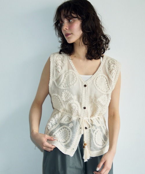 ブラウス シャツ メッシュレースタンクトップス / Mesh Lace Tank TOPS レディース セール】メッシュレースタンク（シャツ/ブラウス）｜full/fill